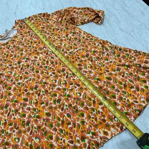 LOGO By Lori Goldstein Orange Multicolor Abstract Geometric Print Top Size XL - Picture 12 of 14